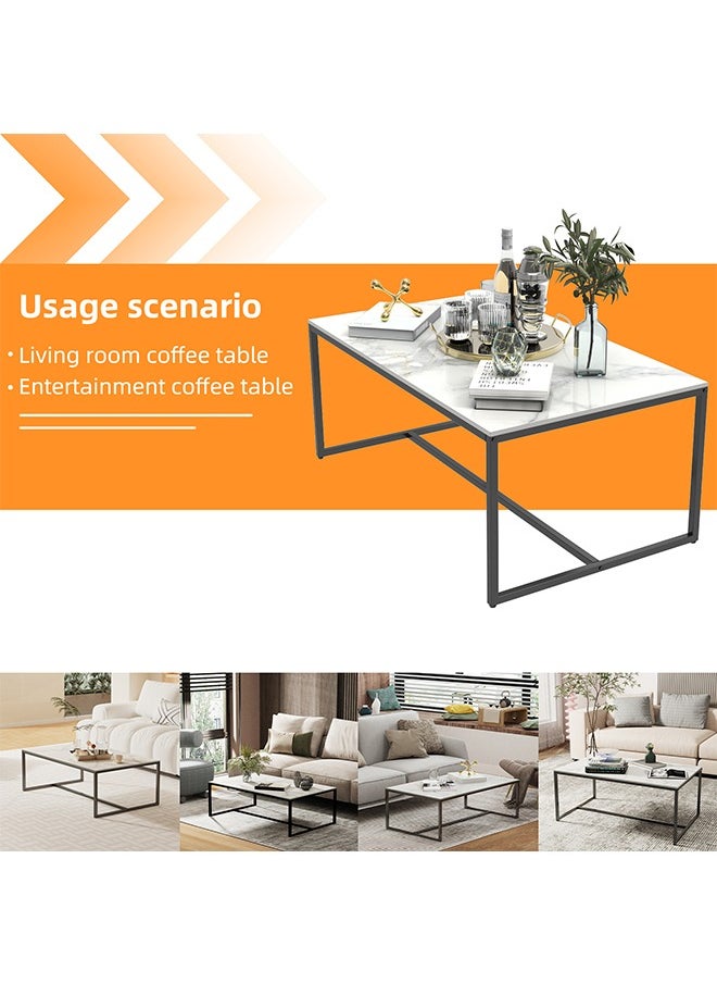 Generic - Sintered Stone Coffee Table Modern Center Table for Living Room Sofa Side Table Set with Metal Frame Corner Tea Table Furniture for Home Storage Decor - Image 1