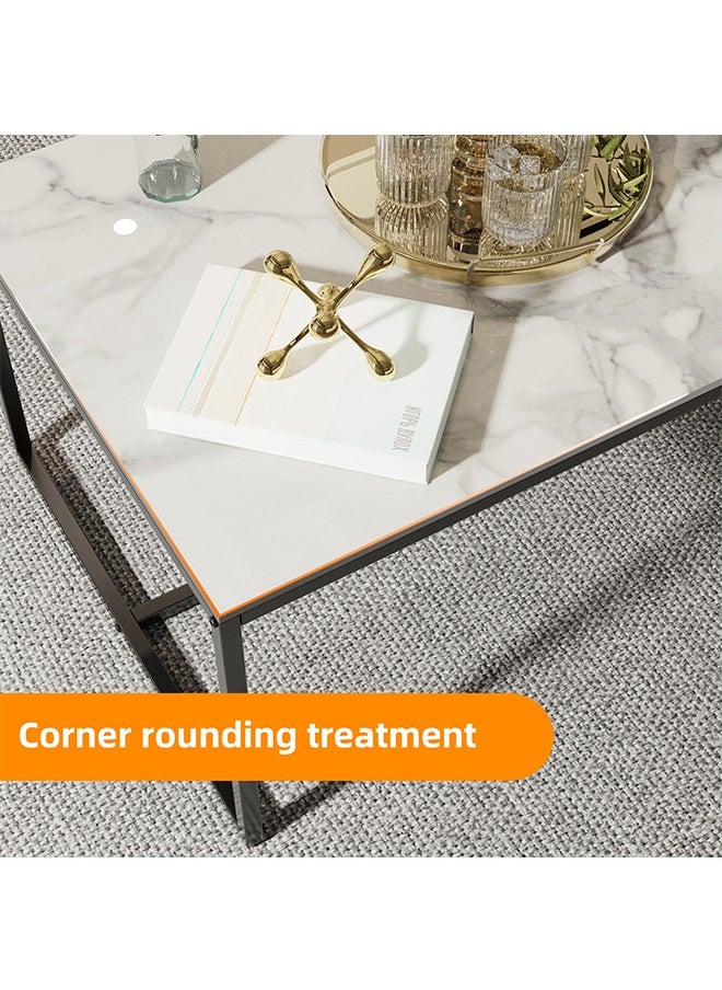 Generic - Sintered Stone Coffee Table Modern Center Table for Living Room Sofa Side Table Set with Metal Frame Corner Tea Table Furniture for Home Storage Decor - Image 1