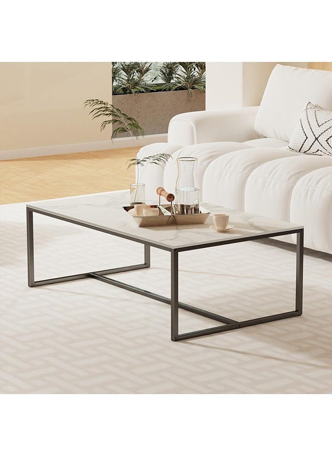 Generic - Sintered Stone Coffee Table Modern Center Table for Living Room Sofa Side Table Set with Metal Frame Corner Tea Table Furniture for Home Storage Decor - Image 1