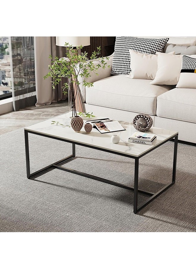 Generic - Sintered Stone Coffee Table Modern Center Table for Living Room Sofa Side Table Set with Metal Frame Corner Tea Table Furniture for Home Storage Decor - Image 1