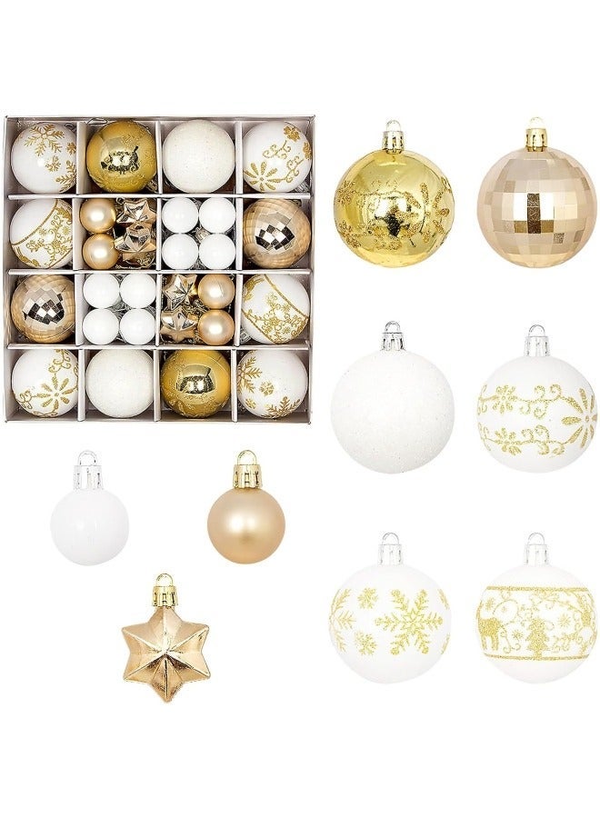44Pcs Christmas Ball Ornaments Christmas Baubles Shatterproof Christmas Tree Balls Ornaments Hanging Decoration Assorted Ornament