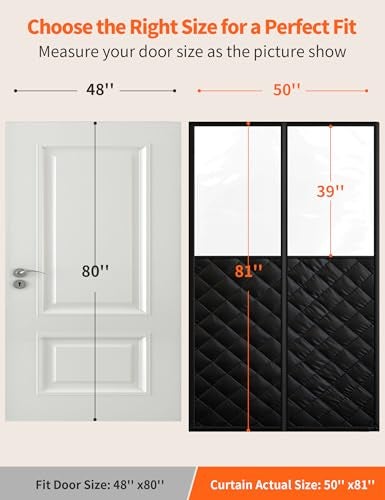 Homealexa Magnetic Thermal Insulated Door Curtain for 48"x 80" Doors, Visible Door Cover for Heat Insulation, Magnetic Closure Thick Blanket for Doorway to Keep Warm in Winter Cool in Summer - Image 2
