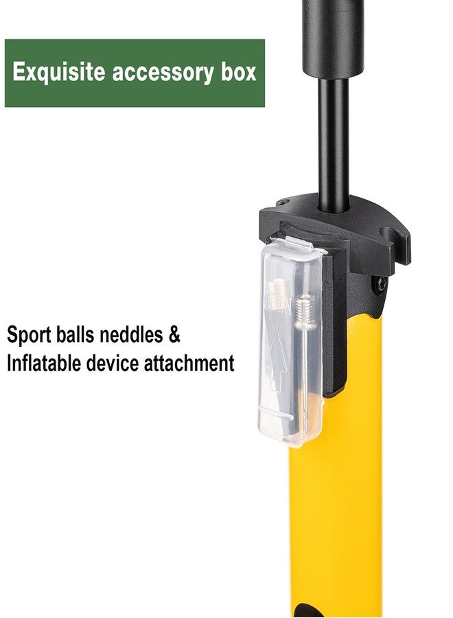 CXWXC Bike Pump with Pressure Gauge- 160 PSI Bicycle Floor Pump fits Presta & Schrader Valve - Bike Pump with Air Ball Pump Inflator (Yellow) - Image 4