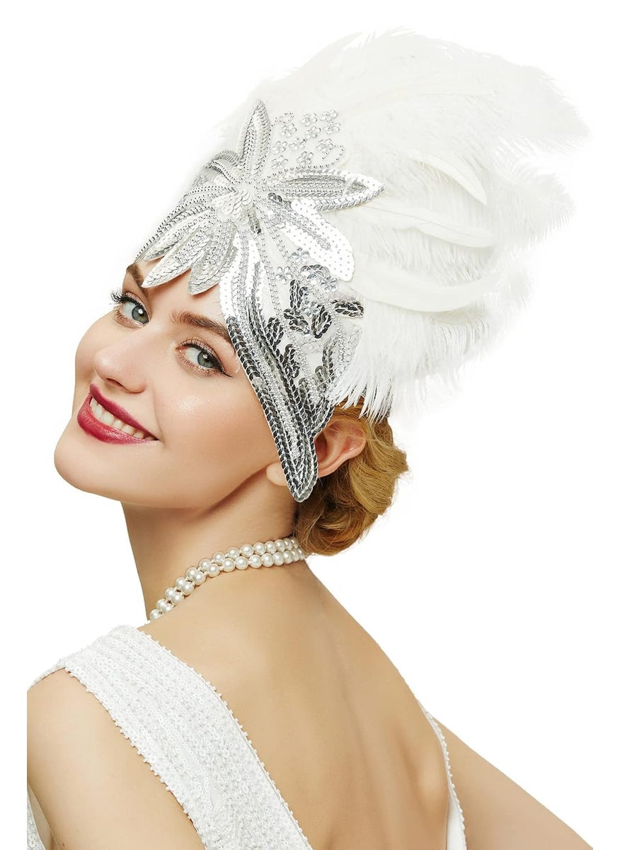 BABEYOND BABEYOND Carnival Feather Headpiece Showgirl Headband Womens Feather Pageant Headband 1920s Flapper Headband 