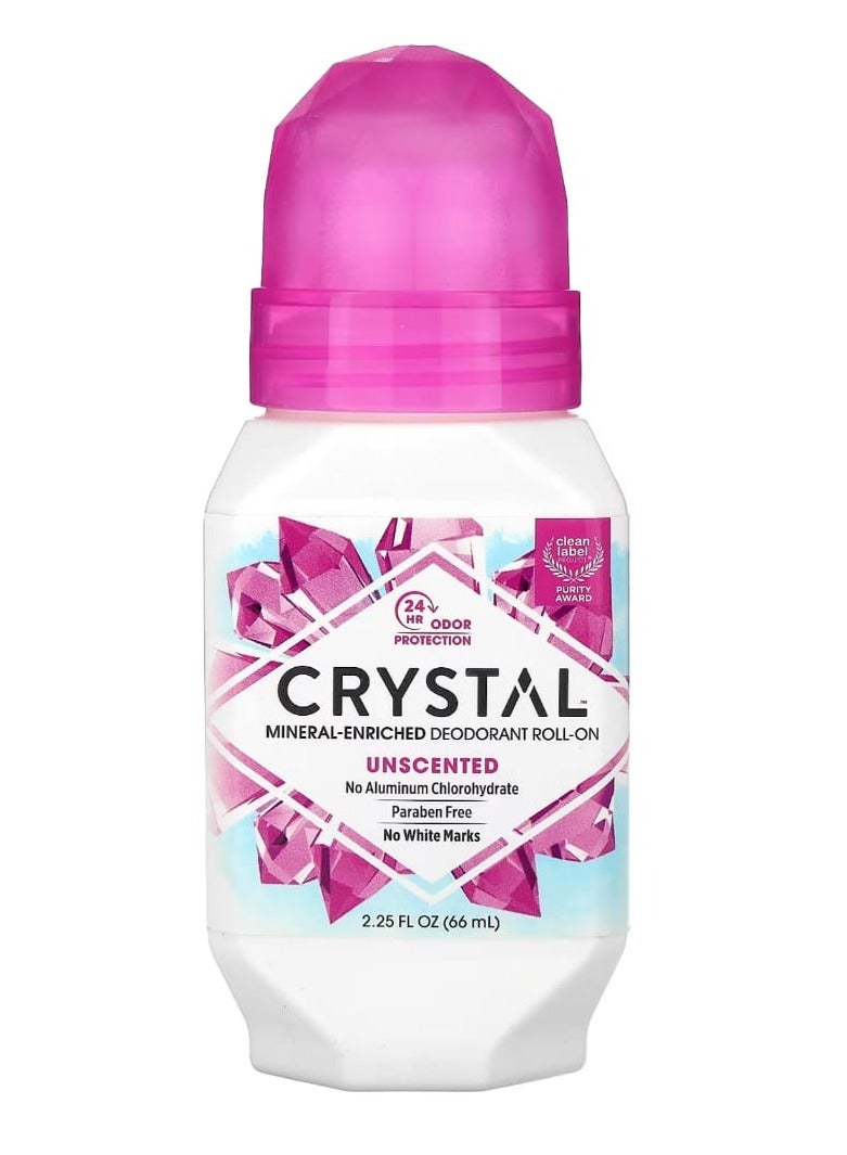 CRYSTAL Mineral-Enriched Deodorant Roll-On Unscented 2.25 fl oz (66 ml) - Image 1
