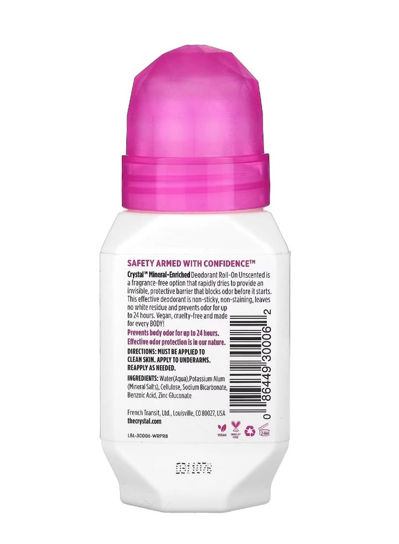 CRYSTAL Mineral-Enriched Deodorant Roll-On Unscented 2.25 fl oz (66 ml) - Image 2