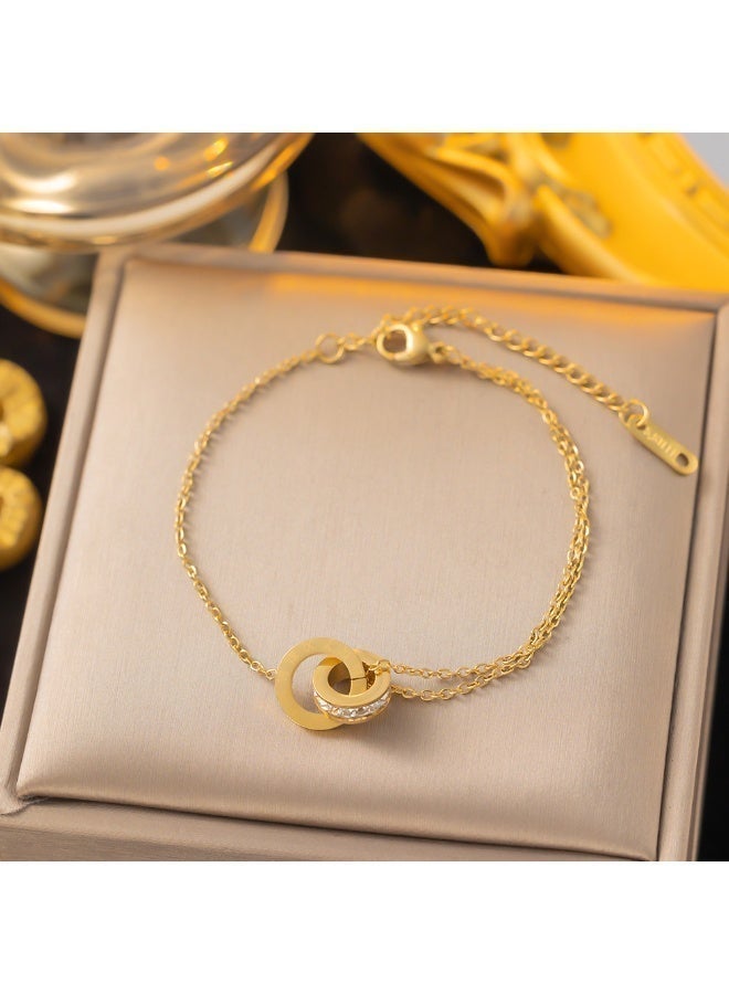 Waterproof 18K Gold-Plated Roman Numeral Bracelet, Necklace & Earring Set - Image 2