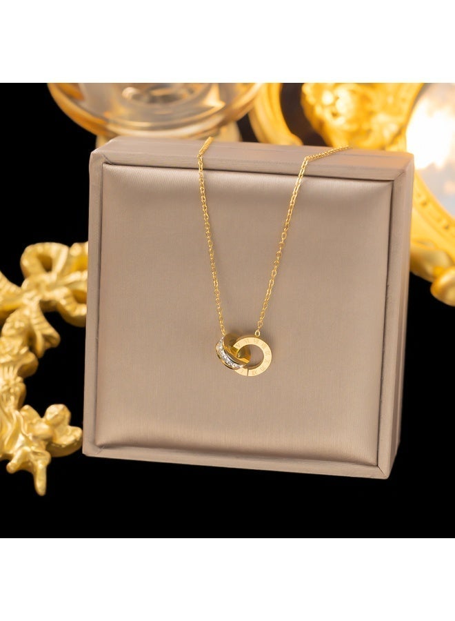 Waterproof 18K Gold-Plated Roman Numeral Bracelet, Necklace & Earring Set - Image 4