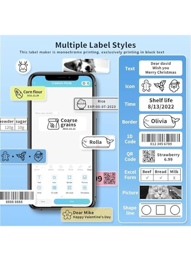 phomemo Portable Bluetooth Thermal Label Printer for Home and Small Business - Organize your Products with 0.23, 0.35, and 0.47 inch (12mm) Tape - Image 4