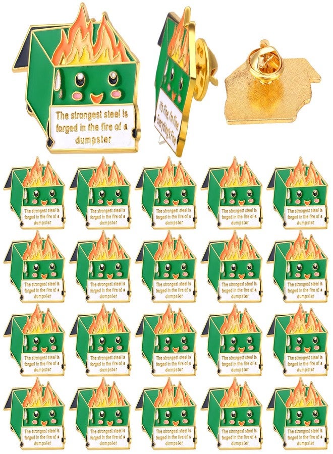 Ferreve 20 Pcs Dumpster Fire Pins Bulk Employee Appreciation Gifts for Coworkers Emotional Positive Support Enamel Pins for Coworkers Staff Teacher Nurse Team - Image 1