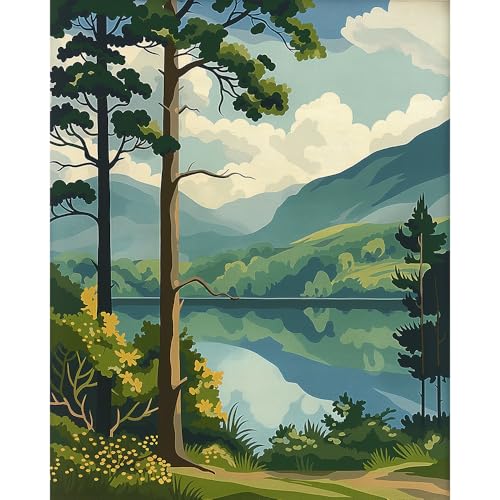 Natuyalo Paint by Numbers Kit for Adults Forest Landscape Paint by Number on Canvas Without Frame DIY Acrylic Painting for Ideal Gift Home Wall Decor 16x20 Inch - Image 1