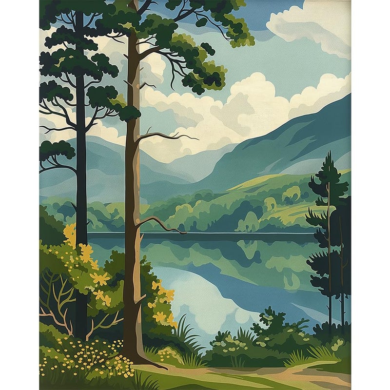 Natuyalo Paint by Numbers Kit for Adults Forest Landscape Paint by Number on Canvas Without Frame DIY Acrylic Painting for Ideal Gift Home Wall Decor 16x20 Inch - Image 2