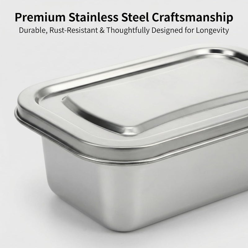Hemoton Reusable Ice Cream Storage Containers with Lids Stainless Steel Food Keeper Freezer Box Insulated Ice Cream Tub for Refrigerator Home Made Ice Cream - Image 5