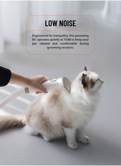 porodo Pet Grooming 13500Pa 400W Vacuum Cleaner / Versatile Grooming Kit / Convenient Storage / 2-in-1 Crevice Tool / Clipping Combs / Cleaning Brush / Hose Holder / Grooming Brush / Electric Clipper / Pet Hair Remover - White  - Image 3