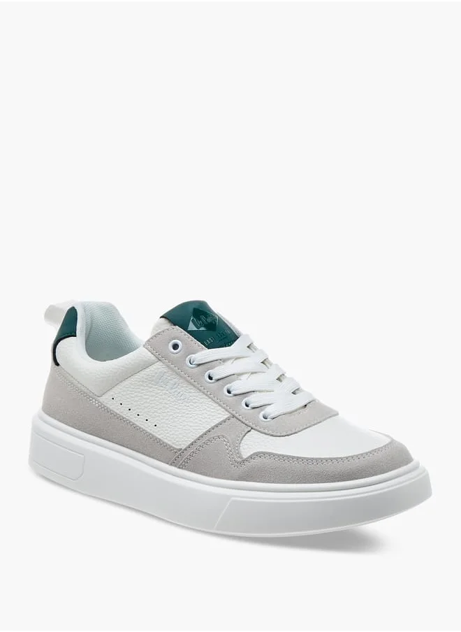 لي كوبر Men's Panelled Lace-Up Sneakers with Pull Tabs