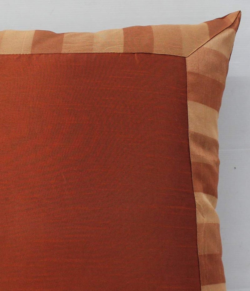 Dekor World Polyester Stripe Cushion Cover (Orange, Regular: 40x40cm or 16x16 Inches) - Image 2