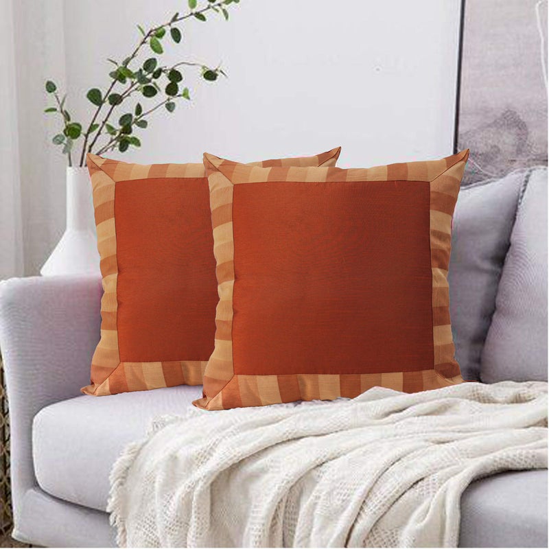 Dekor World Polyester Stripe Cushion Cover (Orange, Regular: 40x40cm or 16x16 Inches) - Image 4