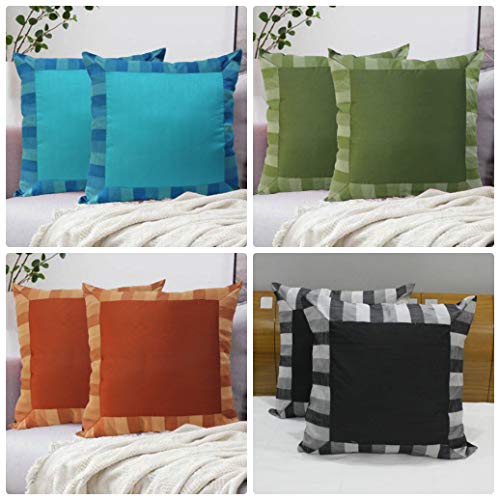 Dekor World Polyester Stripe Cushion Cover (Orange, Regular: 40x40cm or 16x16 Inches) - Image 3