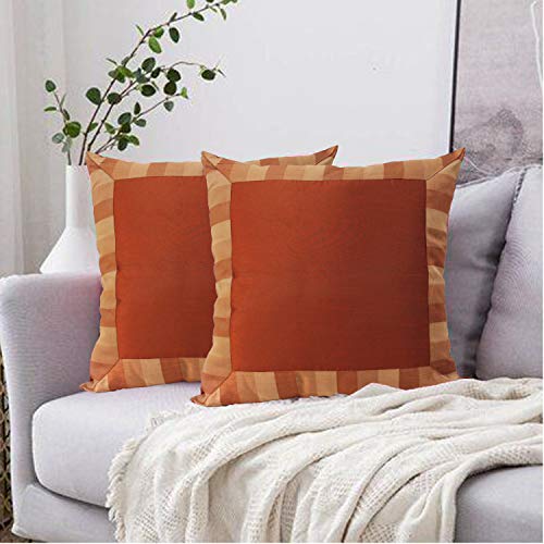 Dekor World Polyester Stripe Cushion Cover (Orange, Regular: 40x40cm or 16x16 Inches) - Image 1