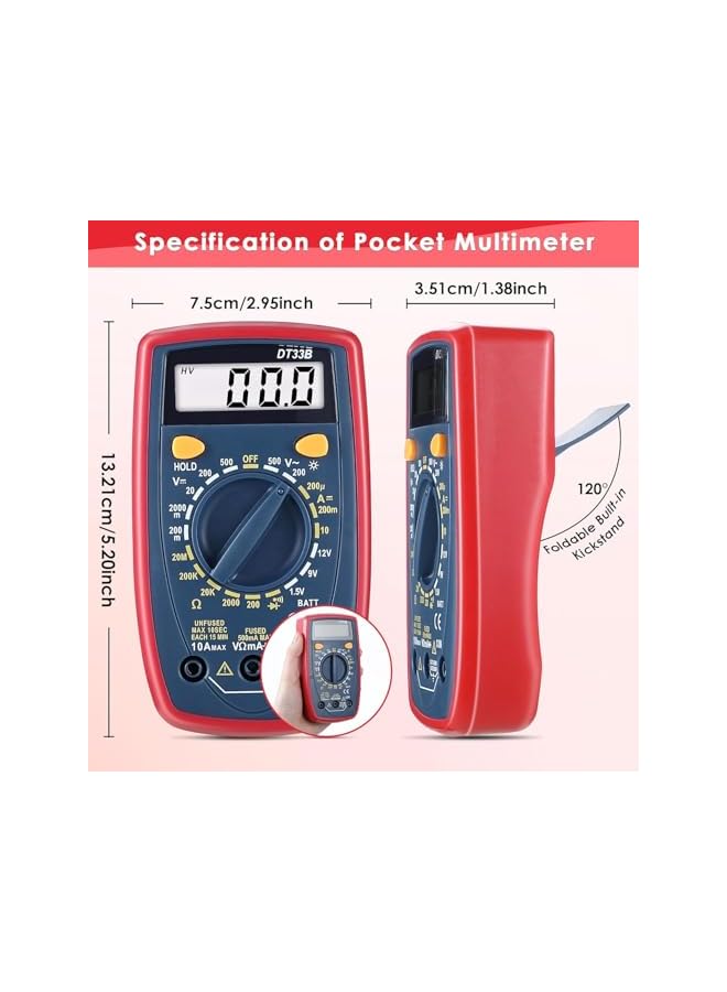 PROMASS 8 Inch Multimeter Tester and Wire Stripper Combo, 2000 Counts Digital Multimeter with DC/AC Current Voltage Resistance Capacitance Continuity Meter, Wire Stripping Tool Wire Cutter Wire Crimper  - Image 5