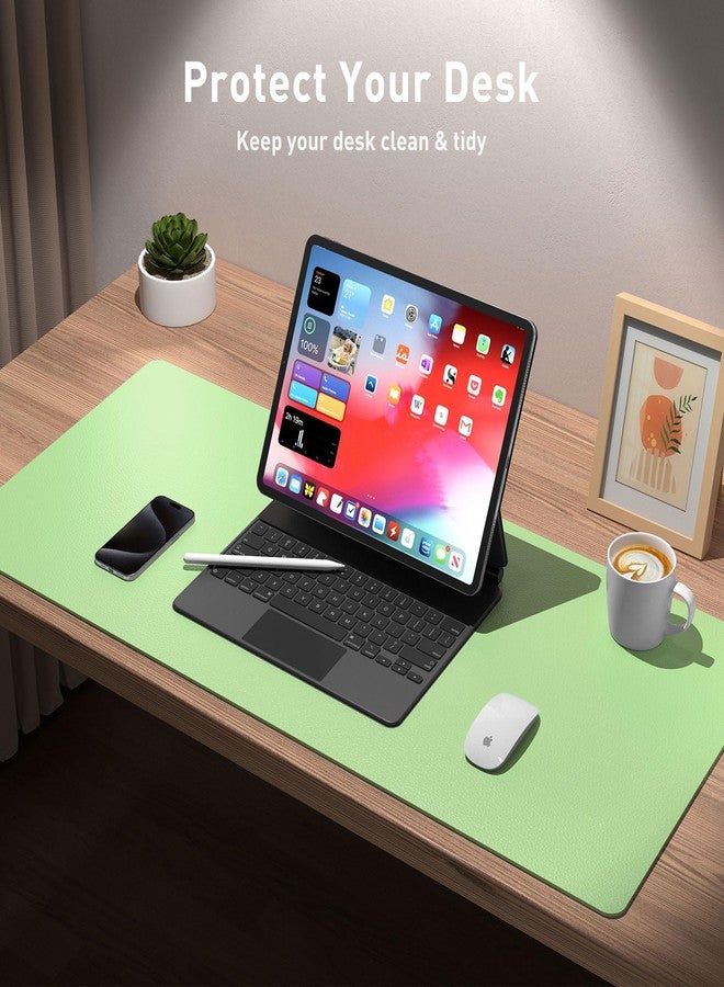 Aothia Leather Desk Pad Protector,Mouse Pad,Office Desk Mat, Non-Slip PU Leather Desk Blotter,Laptop Desk Pad,Waterproof Desk Writing Pad for Office and Home (36'' x 17'', Foam Green) - Image 3