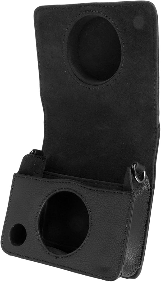Mini Camera Bag PU Leather Lightweight Adjustable Shoulder Strap Easy Access Black - Image 1