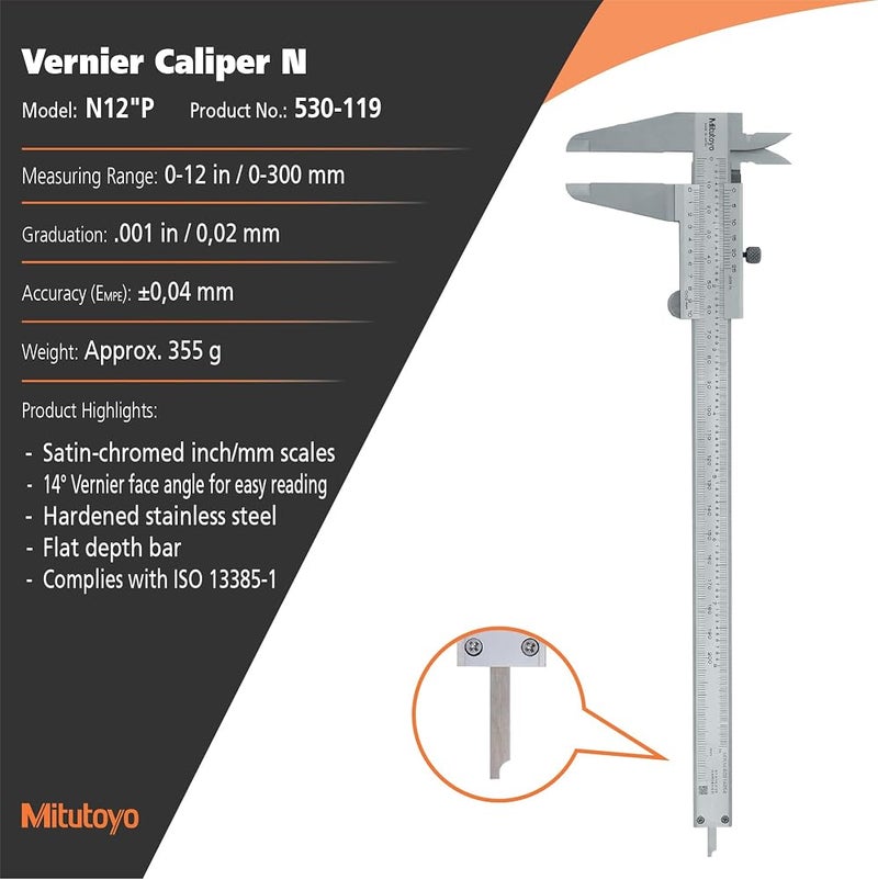 Mitutoyo 530 119 Vernier Caliper,300mm (12in) - Image 2