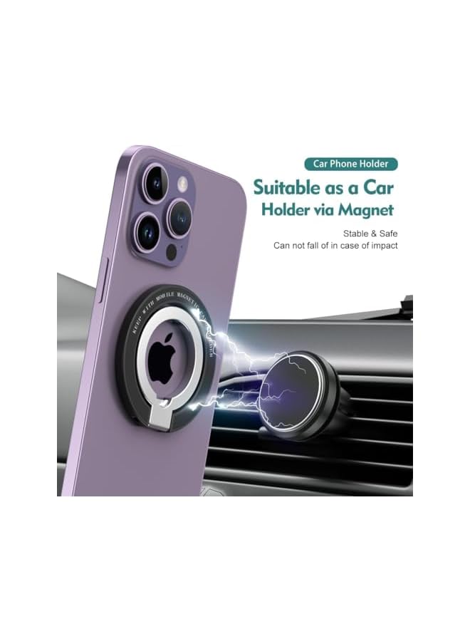 S-TOP Magnetic Phone Ring Holder, Ring Holder fit for iPhone 16/15/14/13/12 Series | Super Strong N55 Magnet | 360° Adjustable Kickstand | Compatible Grip & Car Mount | Wireless Charging Friendly - Image 4