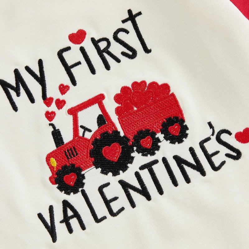 BeQeuewll Newborn Girl Boy Valentines Outfit Infant Sweatshirt Jumpsuit Heart Rompers Baby First Valentines Outfit 0-18M (First Valentines, 6-12 Months) - Image 5