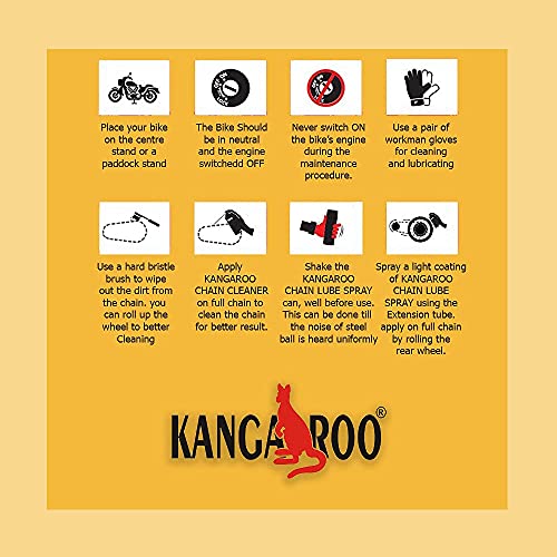 Kangaroo® Chain Lube and Chain Cleaner Spray (500 ml Each) with Cleaning Brush | Complete Bike Chain Maintenance Kit | Reduces Friction, Removes Dirt & Grime | for Motorcycle, Bicycle, Scooter - Image 5