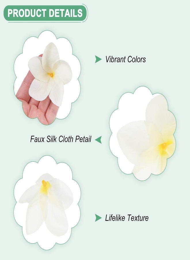 مجموعة زهور بلوميريا صناعية من إم ميتريكسيتي، 20 زهرة، رؤوس زهور حريرية مزيفة، بتلات بلوميريا هاواي للأعمال اليدوية / الفساتين / حفلات الزفاف / تزيين الحفلات [أصفر + أبيض، 2.4 بوصة / 6 سم] - Image 2