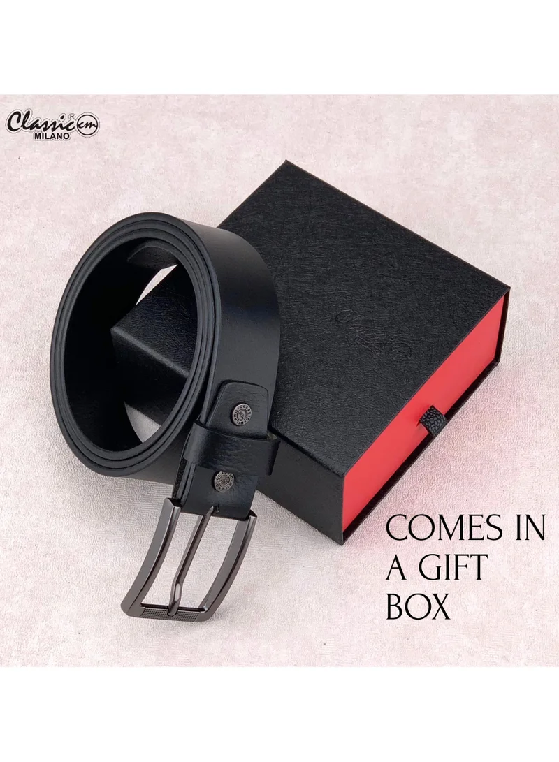 Classic Milano Black (StateMilled35MM) Classic Milano Genuine Leather Belt for Men – Black and Brown Formal Men's Belt  – Men Belts for Office & Business Wear – Mens Belt Leather with Gift Box for Men | Best Price UAE