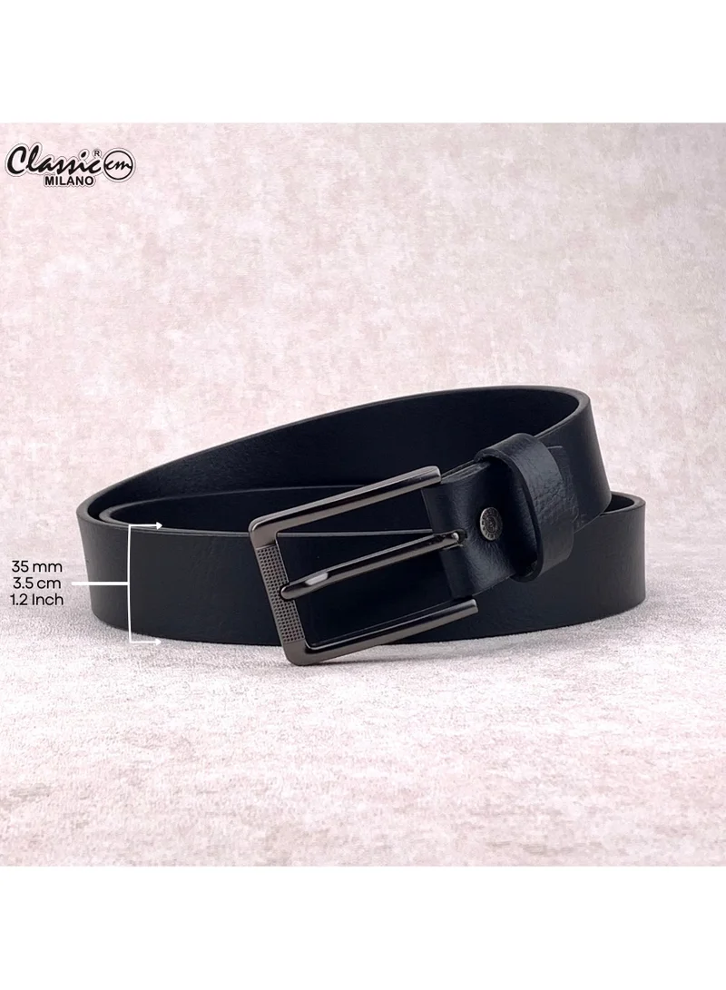 Classic Milano Black (StateMilled35MM) Classic Milano Genuine Leather Belt for Men – Black and Brown Formal Men's Belt  – Men Belts for Office & Business Wear – Mens Belt Leather with Gift Box for Men | Best Price UAE