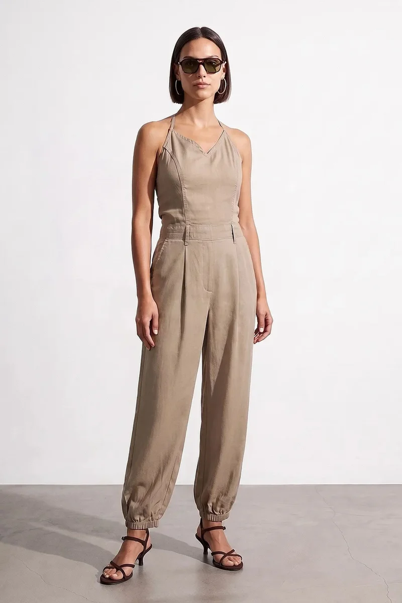 ديلفين DILVIN Long Tencel Halter Jumpsuit