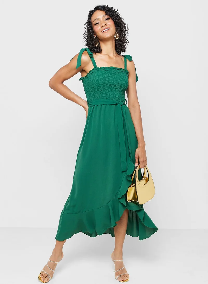 ELLA Ruffle Hem Midi Dress