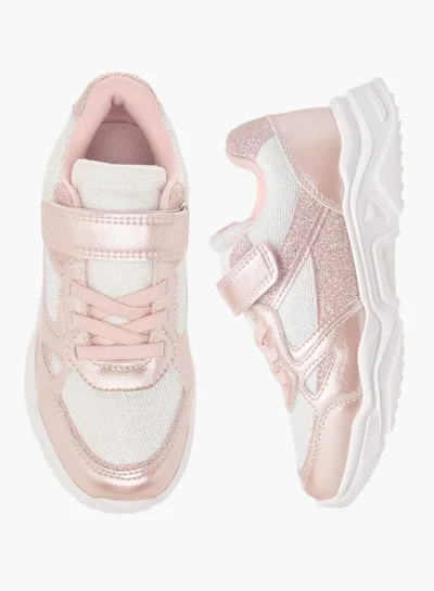 JUNIORS Girls Panelled Chunky Sole Sneakers with Hook and Loop Closure