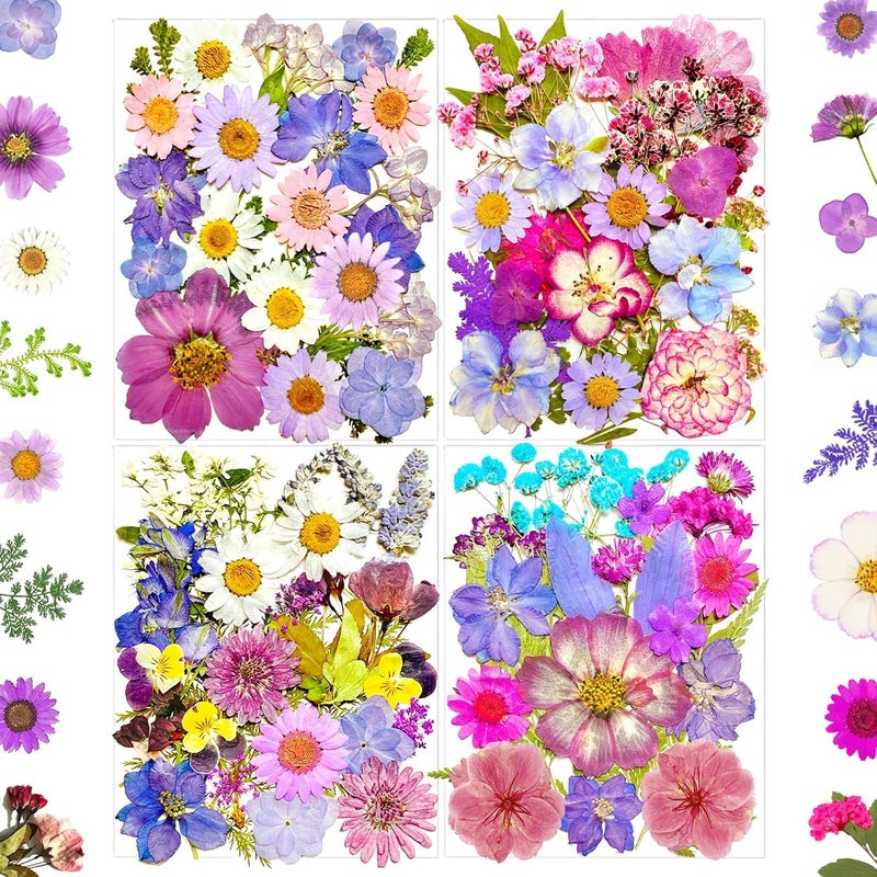 MIKIYA 91Pcs Purple Pressed Dried Flowers for Resin Molds, Assorted Real Natural Bulk Dry Floral Leaves for DIY Art Crafts, Epoxy Jewelry, Candle, Soap Making, Nails Decors Gifts - Image 1