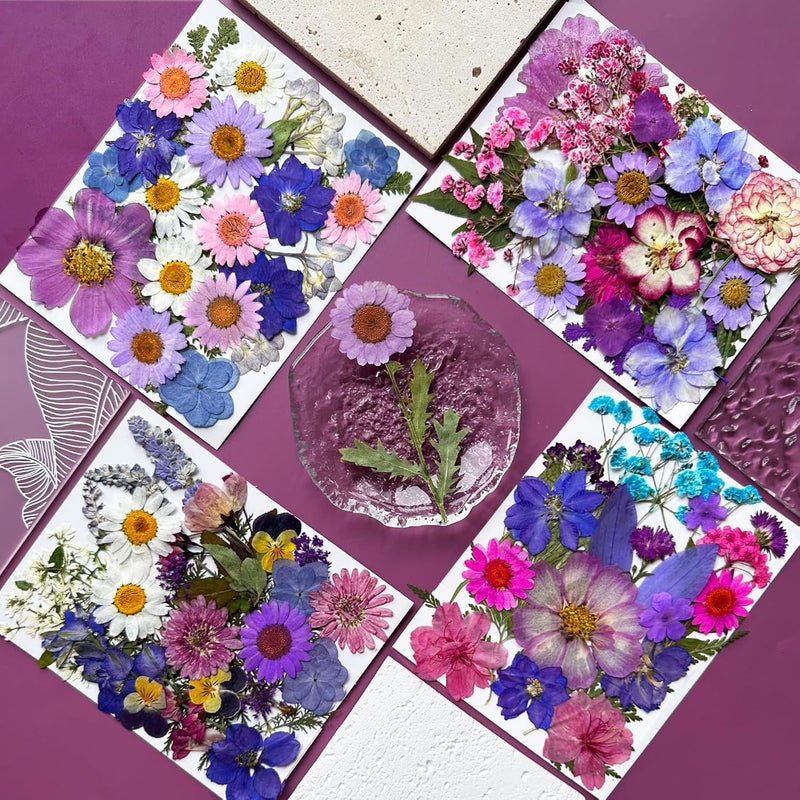 MIKIYA 91Pcs Purple Pressed Dried Flowers for Resin Molds, Assorted Real Natural Bulk Dry Floral Leaves for DIY Art Crafts, Epoxy Jewelry, Candle, Soap Making, Nails Decors Gifts - Image 3