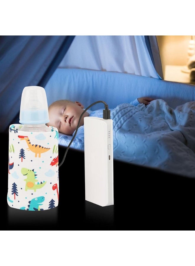 GOTOTOP Bottle Warmer Bag, Bottle Warmer Case Milk Warmer, Portable Cooler Bag with USB Charging Port for Baby Care(Dinosaur) - Image 3