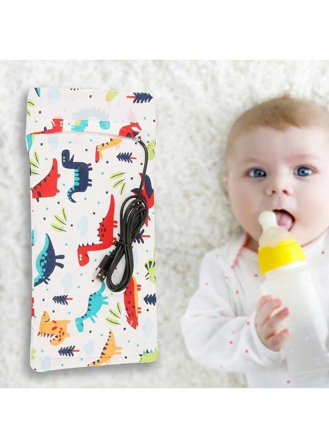 GOTOTOP Bottle Warmer Bag, Bottle Warmer Case Milk Warmer, Portable Cooler Bag with USB Charging Port for Baby Care(Dinosaur) - Image 4