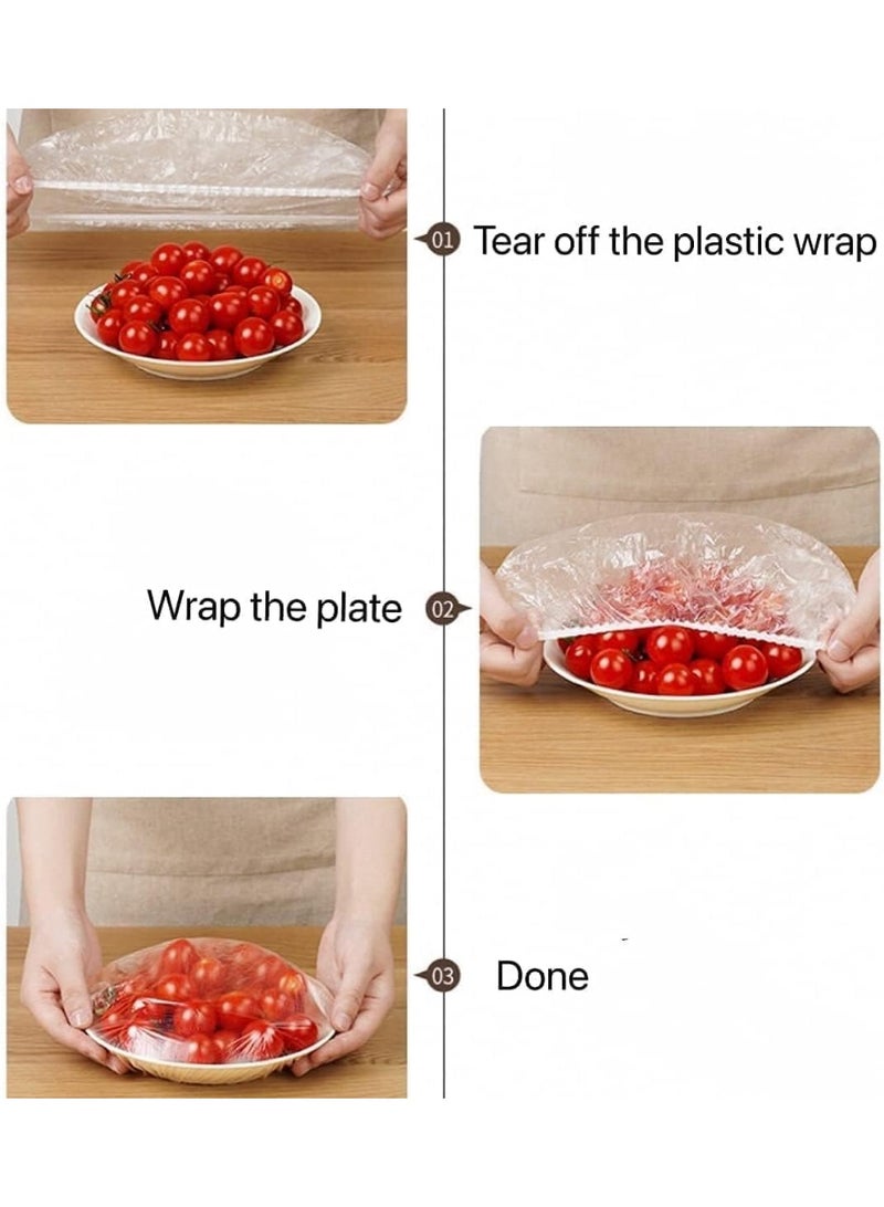 100 Pieces Stretch Food Storage Bag Covers for Food Containers, Stretch Lids for Food Storage, Meal Prep, Plastic Lids for Family Outdoor Use, Clear - Image 3