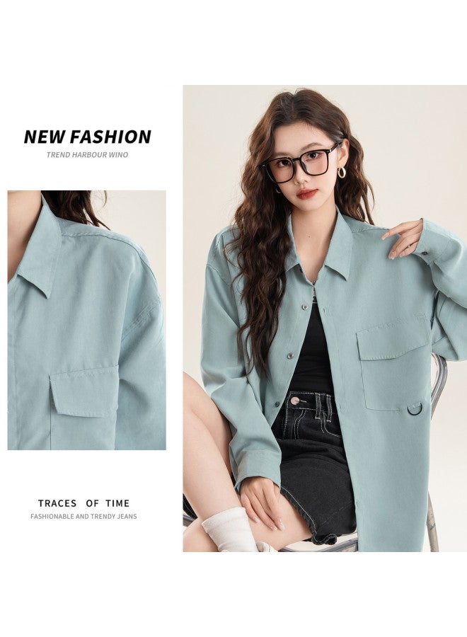 Baleno Couple'S Casual Shirt Minimalist Solid Color Basic Versatile Daily Commute Cardigan Jacket Trendy Fashion - Image 3