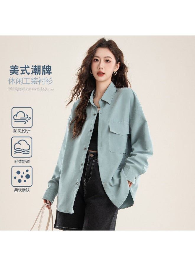 Baleno Couple'S Casual Shirt Minimalist Solid Color Basic Versatile Daily Commute Cardigan Jacket Trendy Fashion - Image 2