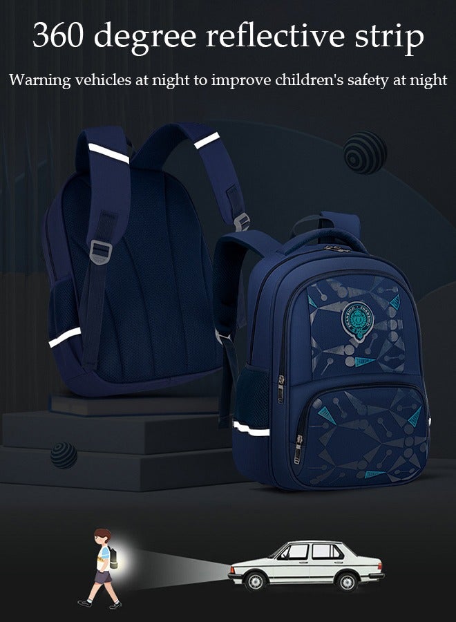 DUNISO Kids School Backpack, Large Capacity Backpack for Boys, Lightweight Schoolbag for Teen Boys Bookbag with Compartments Reflective Strip, Watrer Resistant Bookbag for Elementary Primary School - Image 3