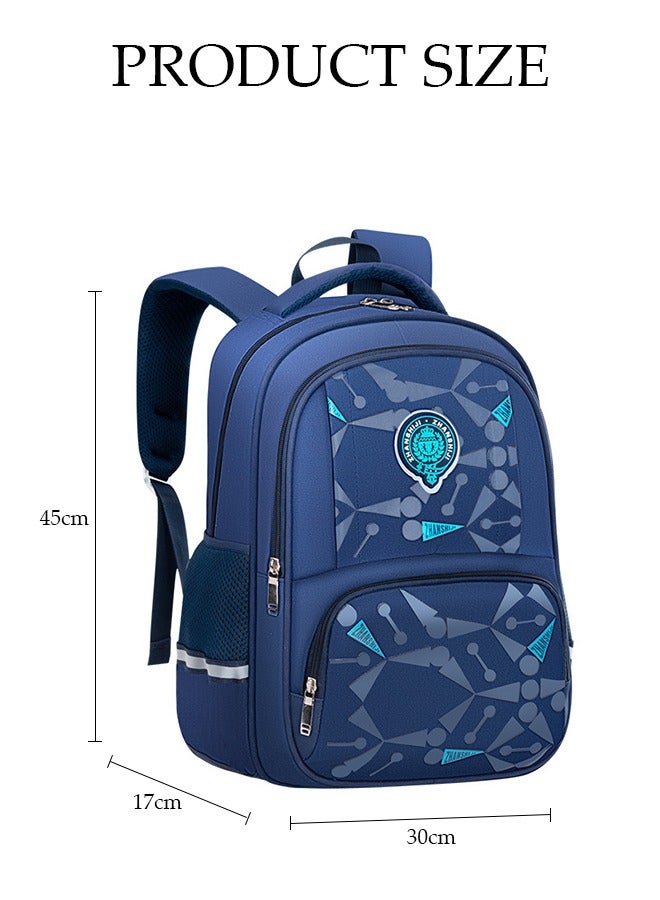 DUNISO Kids School Backpack, Large Capacity Backpack for Boys, Lightweight Schoolbag for Teen Boys Bookbag with Compartments Reflective Strip, Watrer Resistant Bookbag for Elementary Primary School - Image 4