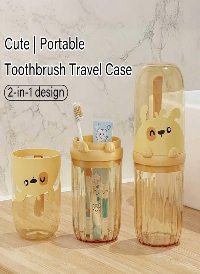 MYLDH Toothbrush Travel Case for Kids with Detachable Handle, Portable Cute Toothbrush Holders, Multifuction Toothbrushes Toothpaste Storage Box for Camping Travel or Daily Use (Yellow - Image 5