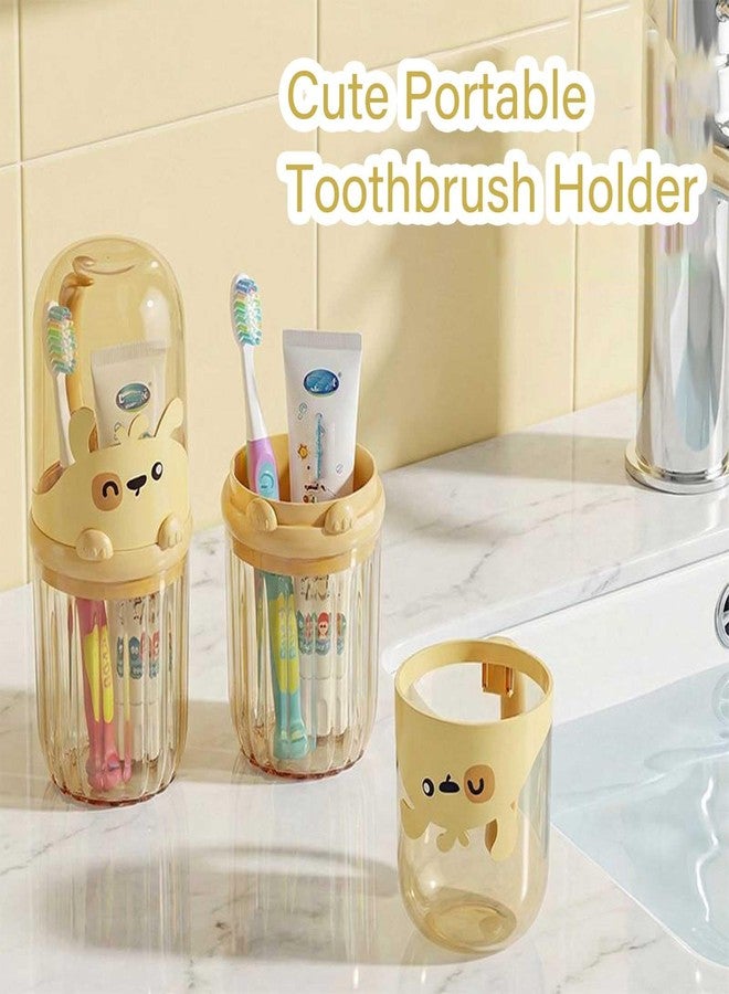 MYLDH Toothbrush Travel Case for Kids with Detachable Handle, Portable Cute Toothbrush Holders, Multifuction Toothbrushes Toothpaste Storage Box for Camping Travel or Daily Use (Yellow - Image 4