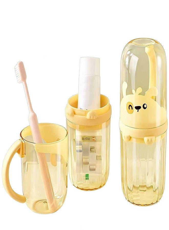 MYLDH Toothbrush Travel Case for Kids with Detachable Handle, Portable Cute Toothbrush Holders, Multifuction Toothbrushes Toothpaste Storage Box for Camping Travel or Daily Use (Yellow - Image 1