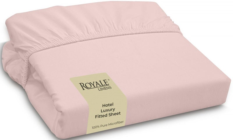 Royale Linens Fitted Sheet California King  Ultra Soft 1800 Brushed Microfiber  Hotel Luxury Bottom Sheets  Wrinkle Free  Fade Resistant  Deep Pocket Fitted Sheet Only King Cal Pink