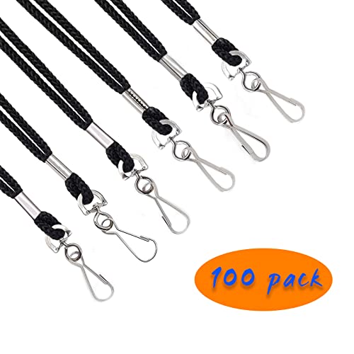 HOSL Black Nylon Lanyards, 100 Pack Bulk Office ID Card Lanyards with Swivel Hook (Modern/Fitted, 19 inches, 1.54lb) - Image 3
